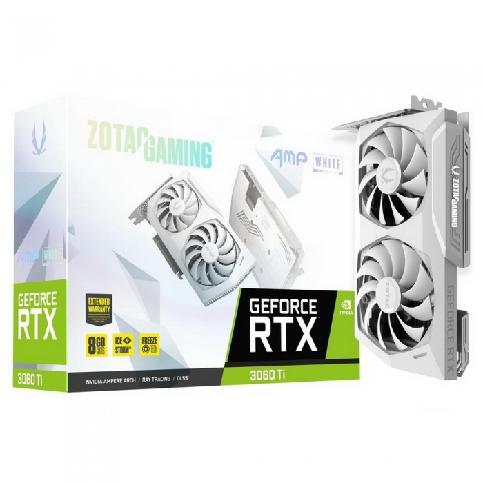 Видеокарта ZOTAC GeForce RTX 3060 Ti AMP WHITE Edition LHR 8Gb (ZT-A30610F-10PLHR)