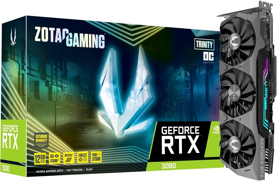 Видеокарта Zotac GeForce RTX 3080 Trinity OC 12GB LHR (ZT-A30820J-10PLHR)